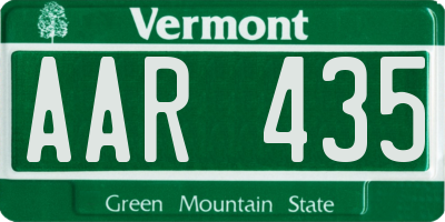 VT license plate AAR435