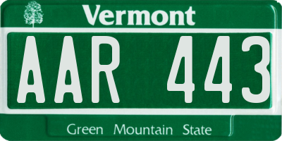 VT license plate AAR443