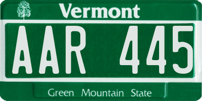 VT license plate AAR445