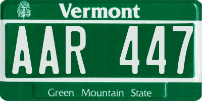 VT license plate AAR447