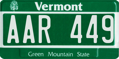 VT license plate AAR449