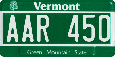 VT license plate AAR450