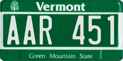 VT license plate AAR451