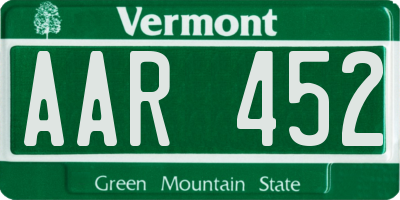 VT license plate AAR452