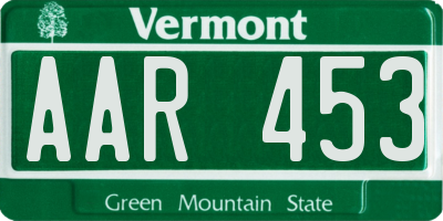 VT license plate AAR453