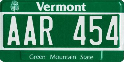 VT license plate AAR454