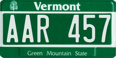 VT license plate AAR457