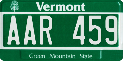 VT license plate AAR459