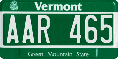 VT license plate AAR465