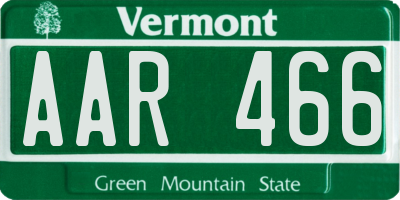 VT license plate AAR466