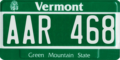 VT license plate AAR468