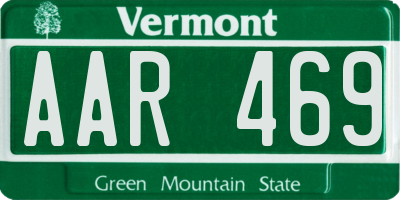 VT license plate AAR469