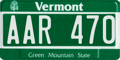 VT license plate AAR470