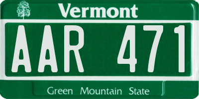 VT license plate AAR471