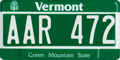 VT license plate AAR472