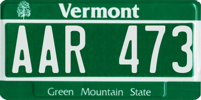 VT license plate AAR473