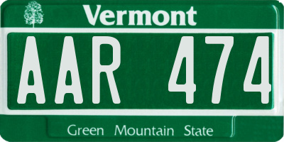 VT license plate AAR474