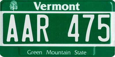 VT license plate AAR475