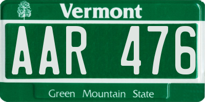 VT license plate AAR476