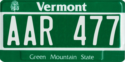 VT license plate AAR477