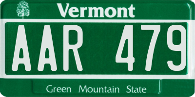 VT license plate AAR479