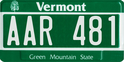 VT license plate AAR481