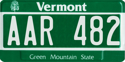 VT license plate AAR482