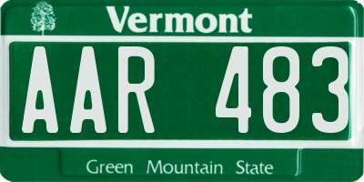 VT license plate AAR483