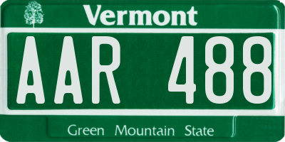 VT license plate AAR488