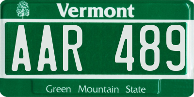 VT license plate AAR489