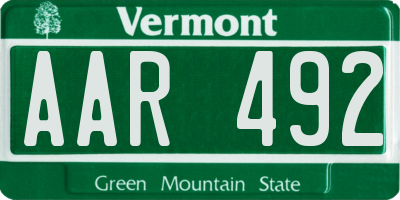 VT license plate AAR492