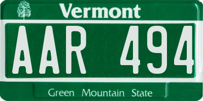 VT license plate AAR494