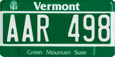 VT license plate AAR498