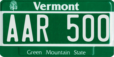 VT license plate AAR500