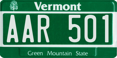 VT license plate AAR501