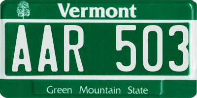 VT license plate AAR503