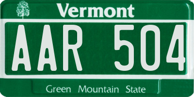 VT license plate AAR504