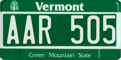 VT license plate AAR505