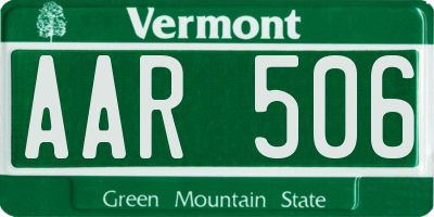 VT license plate AAR506