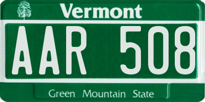 VT license plate AAR508