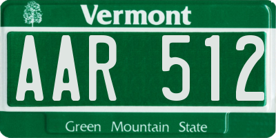 VT license plate AAR512