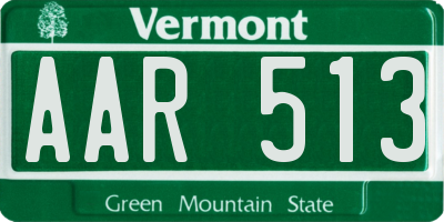 VT license plate AAR513