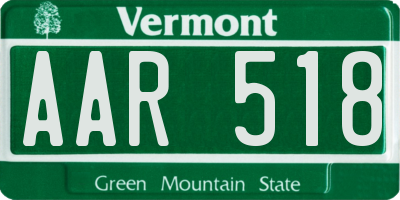 VT license plate AAR518