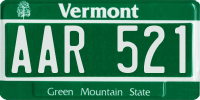 VT license plate AAR521