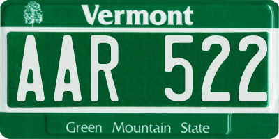 VT license plate AAR522