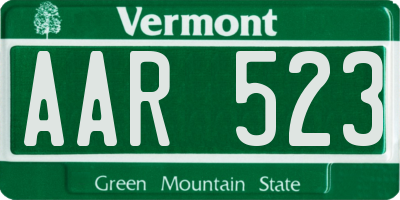 VT license plate AAR523