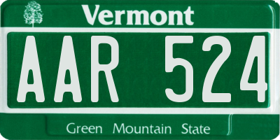 VT license plate AAR524