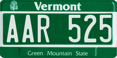 VT license plate AAR525