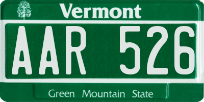 VT license plate AAR526