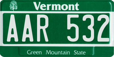 VT license plate AAR532